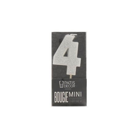 Bougie argentée pailletée chiffre 4