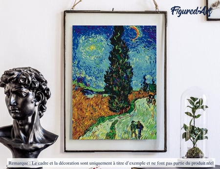 Peinture par Numéro Figured'Art - Van Gogh La route aux cyprès - Kit de Loisir Créatif DIY Numéro d'Art Complet - 40x50cm sans châssis en bois