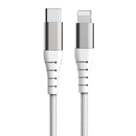 Force Power Câble Renforcé USB C/Lightning 1,2m - 3A Blanc