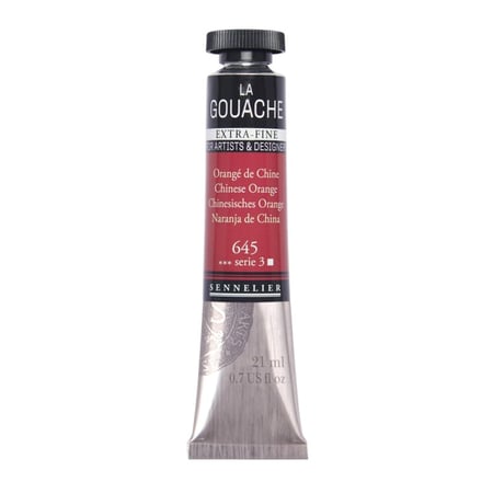 Gouache - Extra-fine - Orangé de Chine - 645 - Tube de 21ml - Sennelier