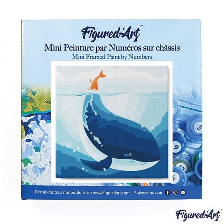 Mini Peinture par Numéro Figured'Art 20x20cm avec cadre Baleine Bleue - Petit Format