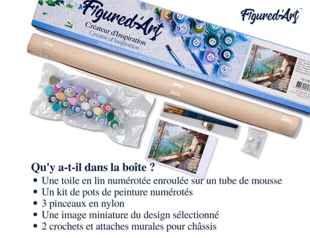 Peinture par Numéro Figured'Art - Vue Mer depuis le Patio - Kit de Loisir Créatif DIY Numéro d'Art Complet - 40x50cm sans châssis en bois