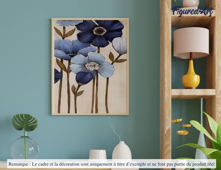 Peinture par Numéro Figured'Art - Fleurs bleues - Kit de Loisir Créatif DIY Numéro d'Art Complet - 40x50cm sans châssis en bois