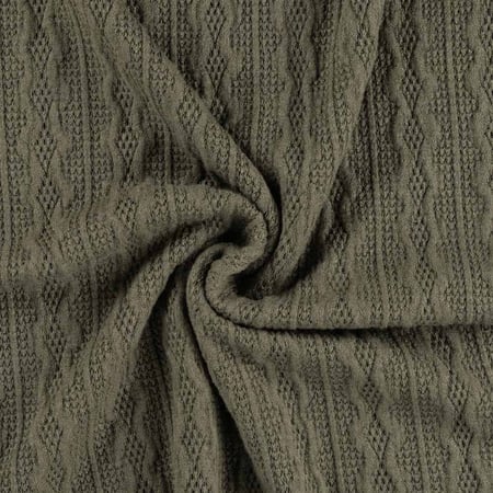 Tissu Maille torsadée extensible Craftine Soft Grey Vert kaki