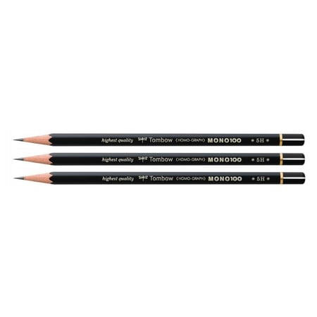 Lot de 3 Crayons graphite TOMBOW - MONO 100 - Dureté 5H