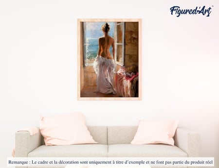 Peinture par Numéro Figured'Art - Femme dénudée et grand Soleil - Kit de Loisir Créatif DIY Numéro d'Art Complet - 40x50cm sans châssis en bois