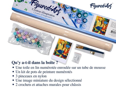 Peinture par Numéro Figured'Art - Femmes et Chat bleu - Kit de Loisir Créatif DIY Numéro d'Art Complet - 40x50cm sans châssis en bois