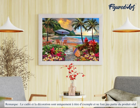 Peinture par Numéro Figured'Art - Sous les cocotiers - Kit de Loisir Créatif DIY Numéro d'Art Complet - 40x50cm sans châssis en bois
