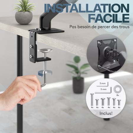 BONTEC Support Écran Pc Double Bras Articulé À Gaz pour 2 Moniteurs 15-34 Pouces, Jusqu'à 12 Kg, VESA 75x75 100x100, Rotation 360°, Inclinaison Et Hauteur Ergonomique Réglable, Gestion des Câbles