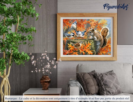 Peinture par Numéro Figured'Art avec Cadre - Ecureuil espiègle - Kit de Loisir Créatif DIY Numéro d'Art Complet - 40x50cm toile tendue sur châssis