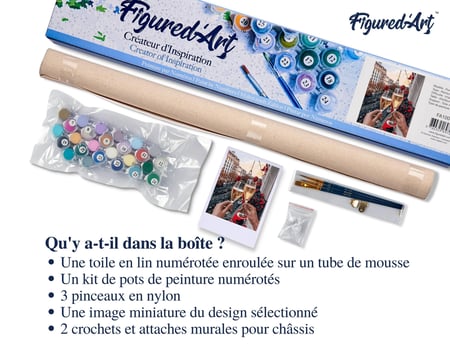 Peinture par Numéro Figured'Art - Santé des Amoureux à Paris - Kit de Loisir Créatif DIY Numéro d'Art Complet - 40x50cm sans châssis en bois