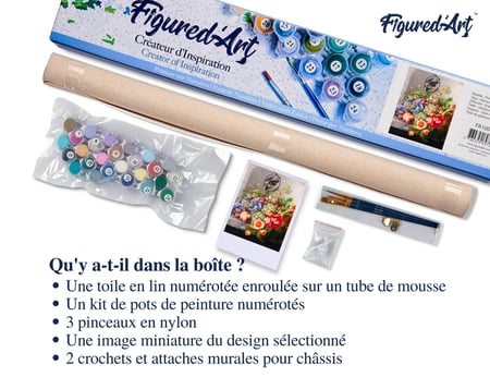 Peinture par Numéro Figured'Art - Fleurs et Fruits - Herman Henstenburgh - Kit de Loisir Créatif DIY Numéro d'Art - 40x50cm sans châssis en bois