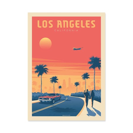 Affiche 30x40 cm - Los Angeles Sunset - Olahoop Travel Posters