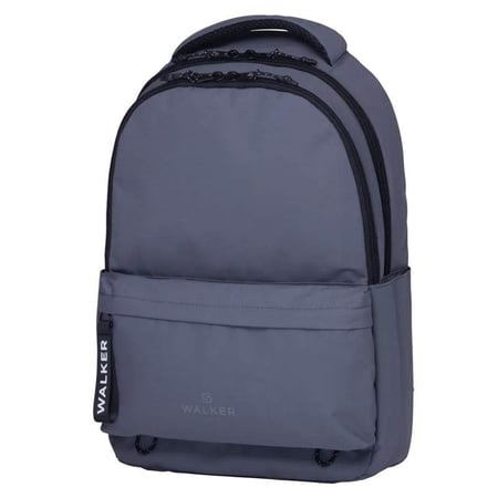 Sac à dos - Gris - 2 compartiments + poches zippées - Dos matelassé - Collège - Lycée - Walker