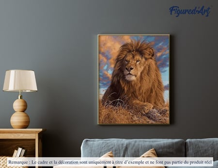 Peinture par Numéro Figured'Art - Le Repos du Lion - Kit de Loisir Créatif DIY Numéro d'Art Complet - 40x50cm sans châssis en bois