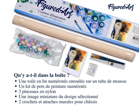 Peinture par Numéro Figured'Art - Eléphant d'Asie - Kit de Loisir Créatif DIY Numéro d'Art Complet - 40x50cm sans châssis en bois