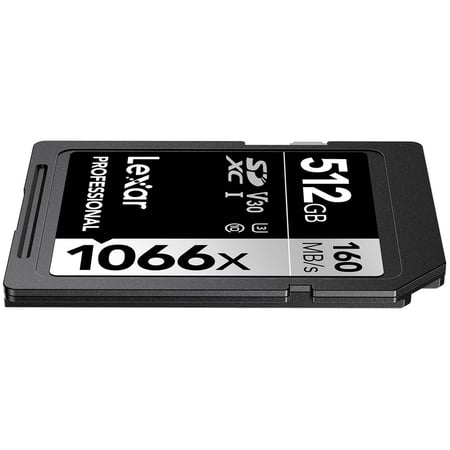 Carte SDXC Lexar 1066x - 512Go - Class 10, U3, V30 - Noire et grise