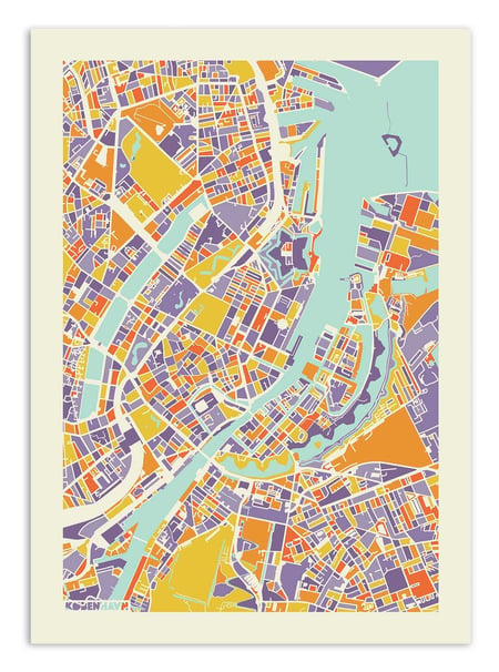 Affiche - Copenhagen Rainbow map - Muzungu