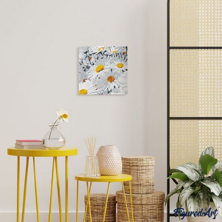 Mini Peinture par Numéro Figured'Art 20x20cm avec cadre Jolies Marguerites - Petit Format