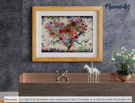 Peinture par Numéro Figured'Art - Coeur de Fleurs - Kit de Loisir Créatif DIY Numéro d'Art Complet - 40x50cm sans châssis en bois