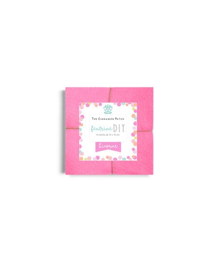 PACK LICORNE - 9 COLORIS DE FEUTRINE 15x15cm EN CAMAIEUX Bleu;Jaune;Orange;Rose;Vert;Violet taille n°15 x 15 cm