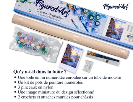 Peinture par Numéro Figured'Art - Le Grand Canal de Venise - Kit de Loisir Créatif DIY Numéro d'Art Complet - 40x50cm sans châssis en bois