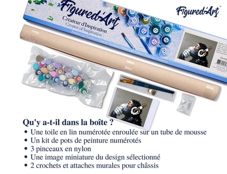 Peinture par Numéro Figured'Art - Singe casque audio - Kit de Loisir Créatif DIY Numéro d'Art Complet - 40x50cm sans châssis en bois