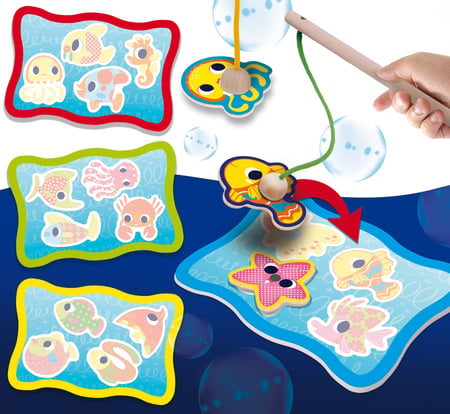 Jeu De Pêche Montessori - Jouet D'éveil Enfants 1 An Et Plus, Avec Poissons En Feutre Et Seaux Empilables (cadeau Fille Garçon)