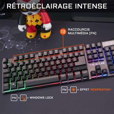 Pack Combo Gaming GLAB Krypton - Clavier + Souris - Performant - Esport - Noir