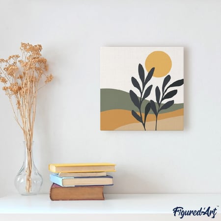 Mini Peinture par Numéro Figured'Art 20x20cm avec cadre Paysage et Plante - Petit Format