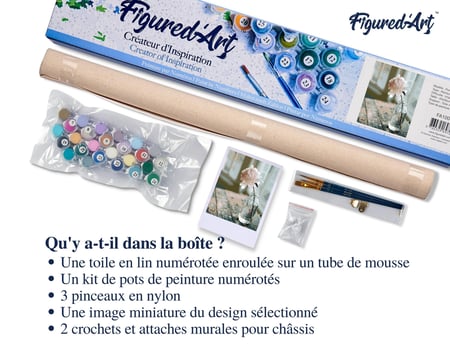 Peinture par Numéro Figured'Art - Fleur Blanche - Kit de Loisir Créatif DIY Numéro d'Art Complet - 40x50cm sans châssis en bois