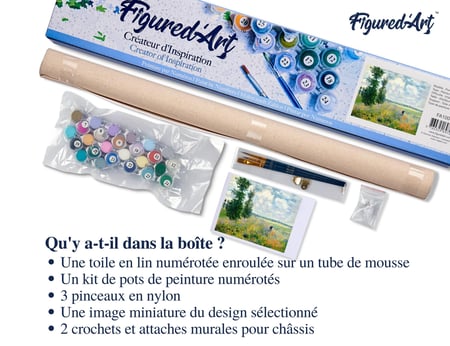 Peinture par Numéro Figured'Art - Monet Champ de coquelicots - Kit de Loisir Créatif DIY Numéro d'Art Complet - 40x50cm sans châssis en bois