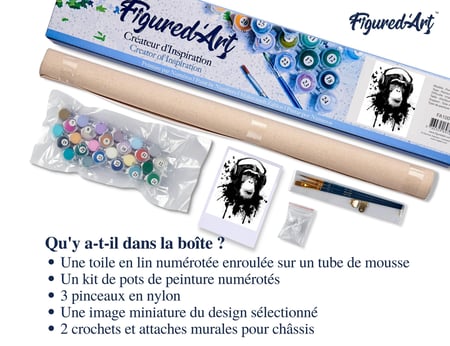 Peinture par Numéro Figured'Art - Gorilla et Casque - Kit de Loisir Créatif DIY Numéro d'Art Complet - 40x50cm sans châssis en bois