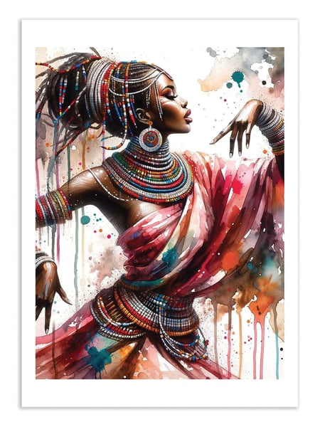 Affiche 30 x 40 cm - Watercolor African dancer - Chromatic fusion studio