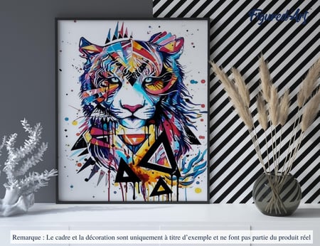 Peinture par Numéro Figured'Art - Tigre en Fête - Kit de Loisir Créatif DIY Numéro d'Art Complet - 40x50cm sans châssis en bois