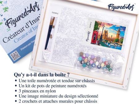 Peinture par Numéro Figured'Art avec Cadre - Londres au printemps - Kit de Loisir Créatif DIY Numéro d'Art - 40x50cm toile tendue sur châssis