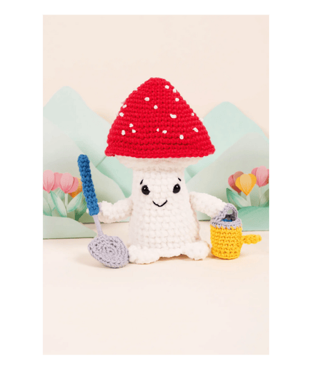 Kit Crochet Champignon Jardinier – DMC : kit complet et adorable pour créer votre petit champignon au crochet Blanc