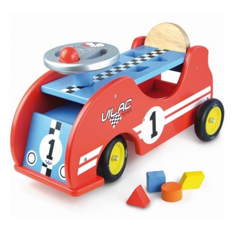 Porteur voiture de course en bois - vilac - 1020 - jouet 1er age