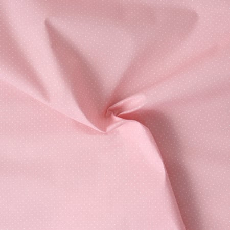 Tissu Polycoton  Dottie pois Blancs sur fond Rose pâle - Au mètre