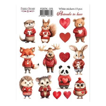 Planche de stickers couleur embelissement Fabrika Decoru ANIMALS IN LOVE 375