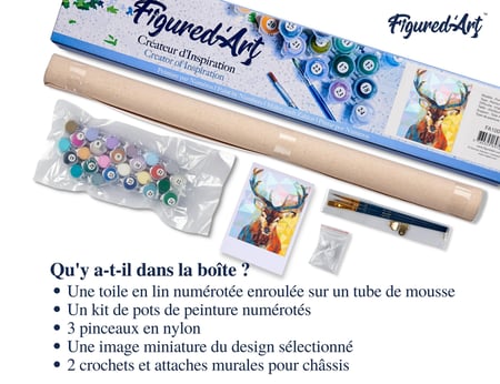 Peinture par Numéro Figured'Art - Renne Moderne - Kit de Loisir Créatif DIY Numéro d'Art Complet - 40x50cm sans châssis en bois