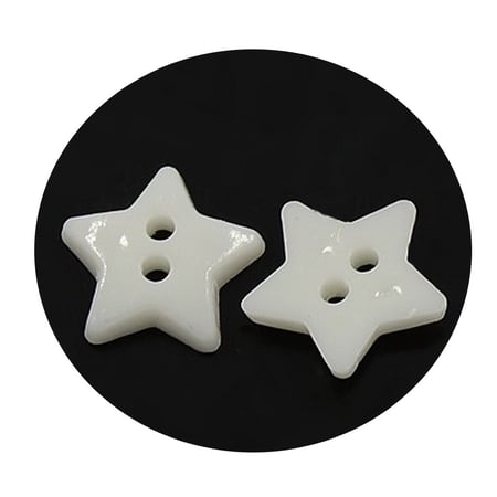 20 BOUTONS Acrylique BLANC forme Etoile diamètre 12 mm 2 trous - creation couture diy