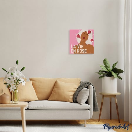Mini Peinture par Numéro Figured'Art 20x20cm avec cadre La Vie en Rose - Petit Format