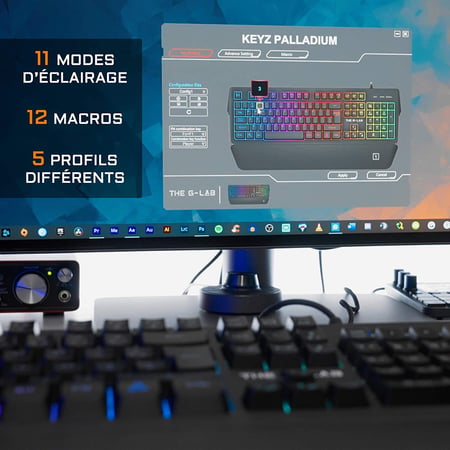 Clavier gaming Paladium The G-Lab rétroéclairé programmable noir