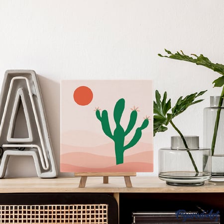 Mini Peinture par Numéro Figured'Art 20x20cm avec cadre Cactus - Petit Format