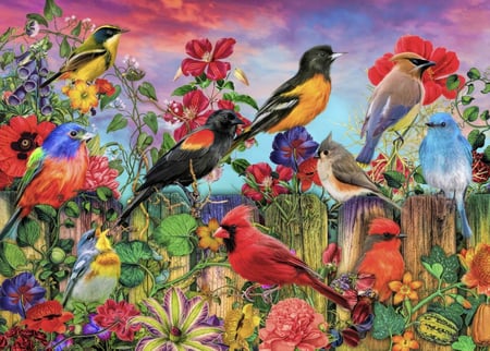 Puzzle 500 pièces - Birds and Blooms Garden - Bluebird Puzzle