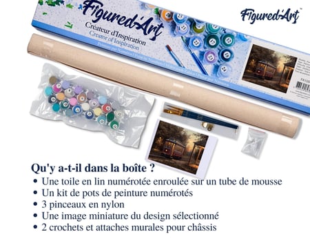 Peinture par Numéro Figured'Art - Gare de tramway - Kit de Loisir Créatif DIY Numéro d'Art Complet - 40x50cm sans châssis en bois