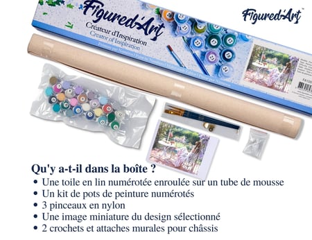 Peinture par Numéro Figured'Art - Repos au Jardin - Kit de Loisir Créatif DIY Numéro d'Art Complet - 40x50cm sans châssis en bois