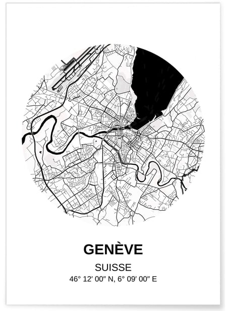 Affiche Carte Genève | A3 : 29,7x42cm