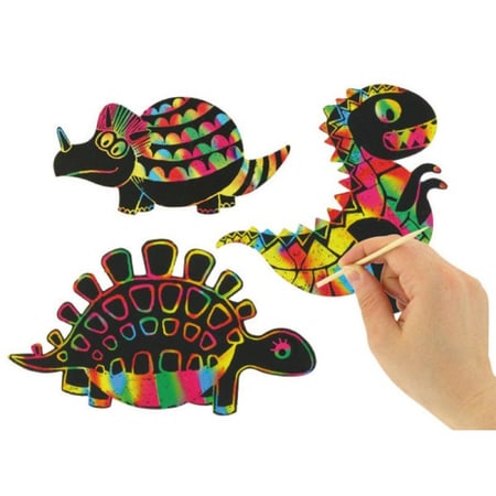 MégaCréa DIY - Dinosaures à gratter de 9 à 16 cm 5 pièces